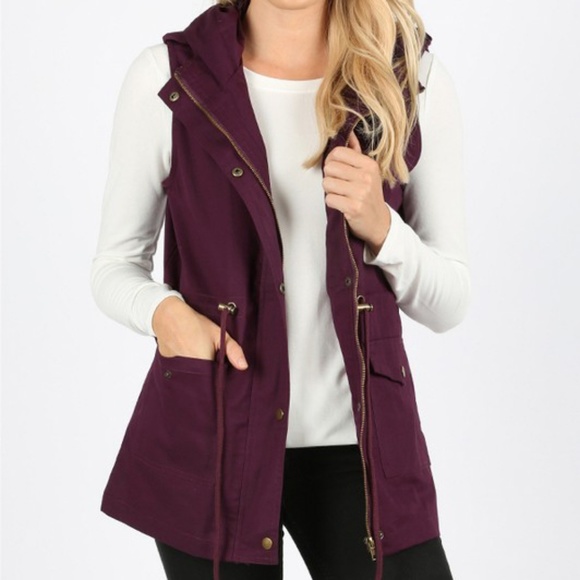 AJ's Threads Jackets & Blazers - Dark Plum Utility Vest